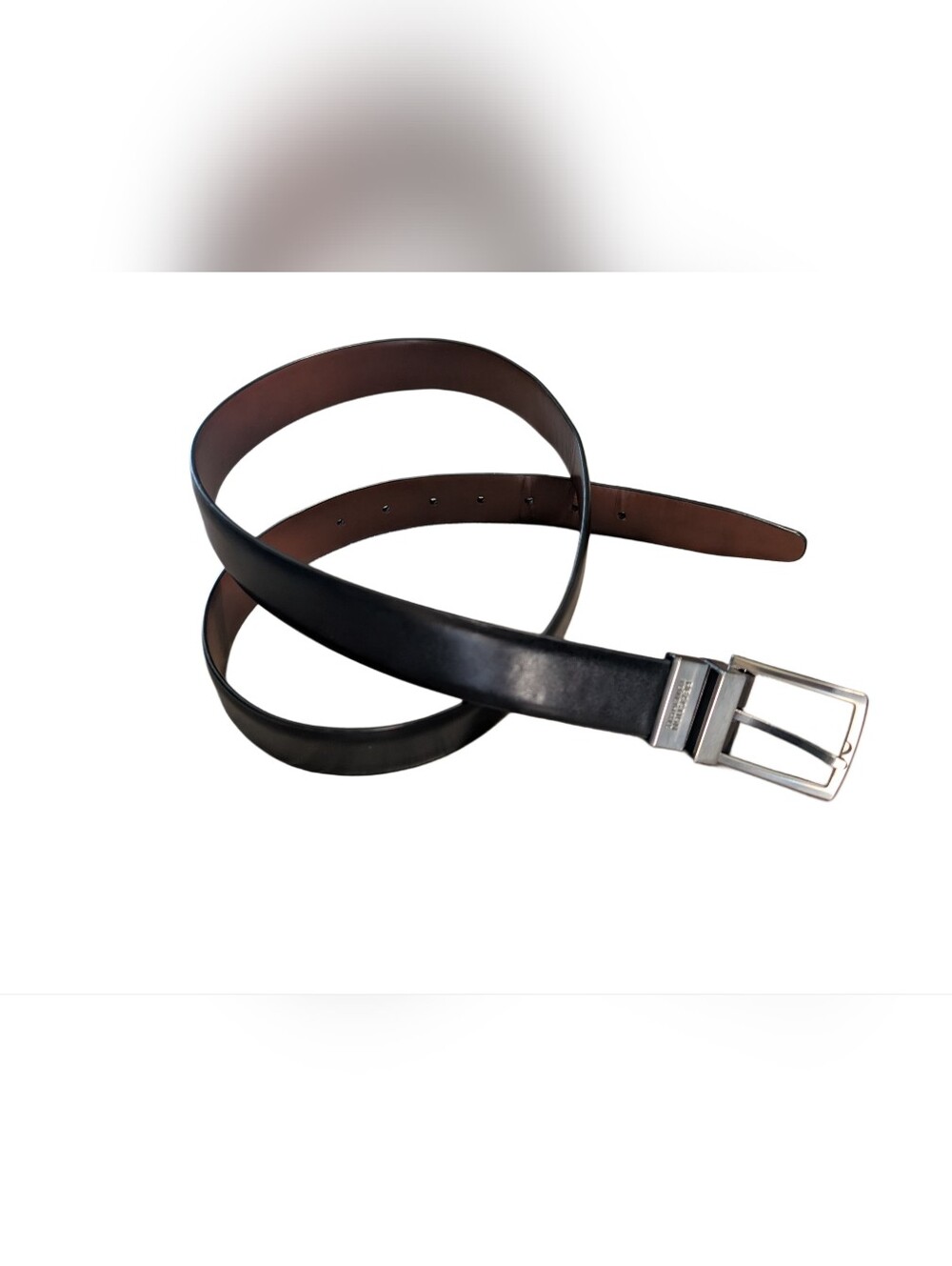 Kenneth Cole Reaction Leather Belt with Silver Buckle